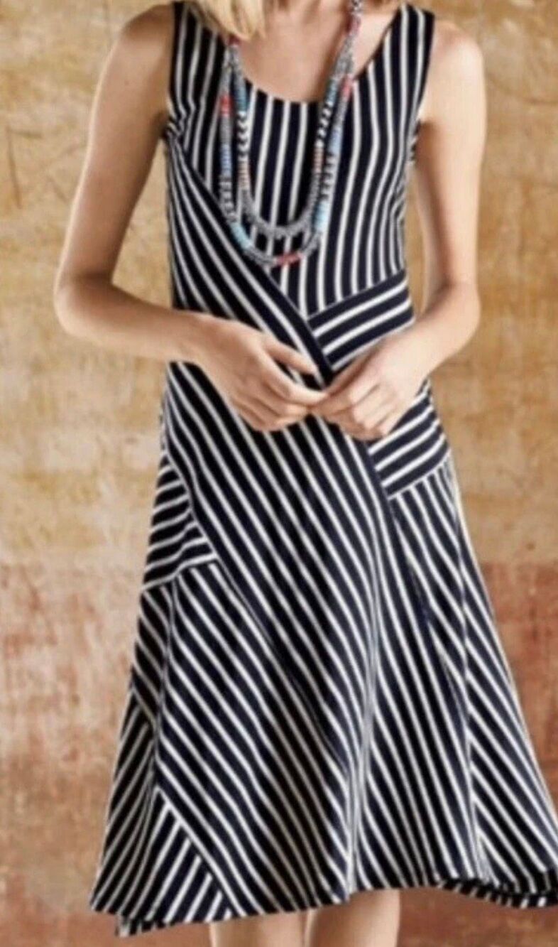 Peruvian Connection Striped Jersey Knit Sleeveless Dress Size Medium